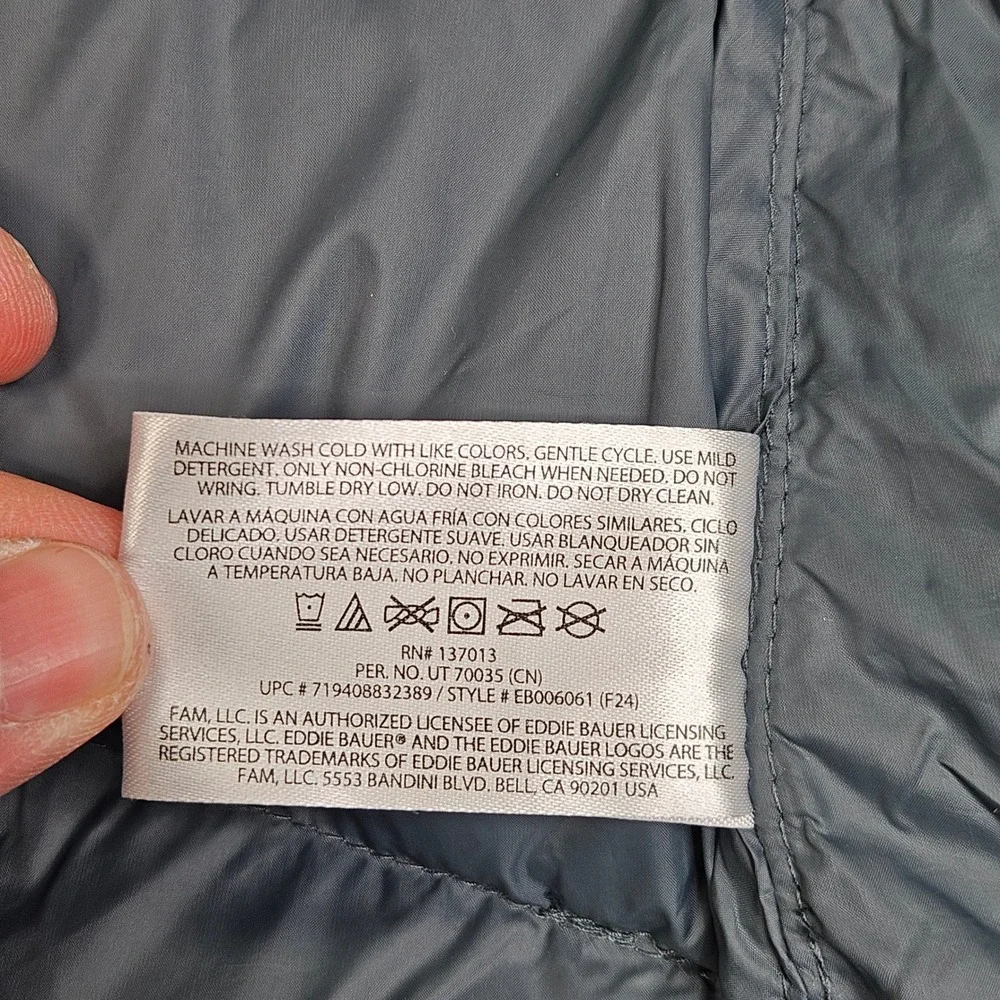 Eddie Bauer Packable Down 650 Puffer Jacket Women L Gray EB6061 Winter Gorpcore